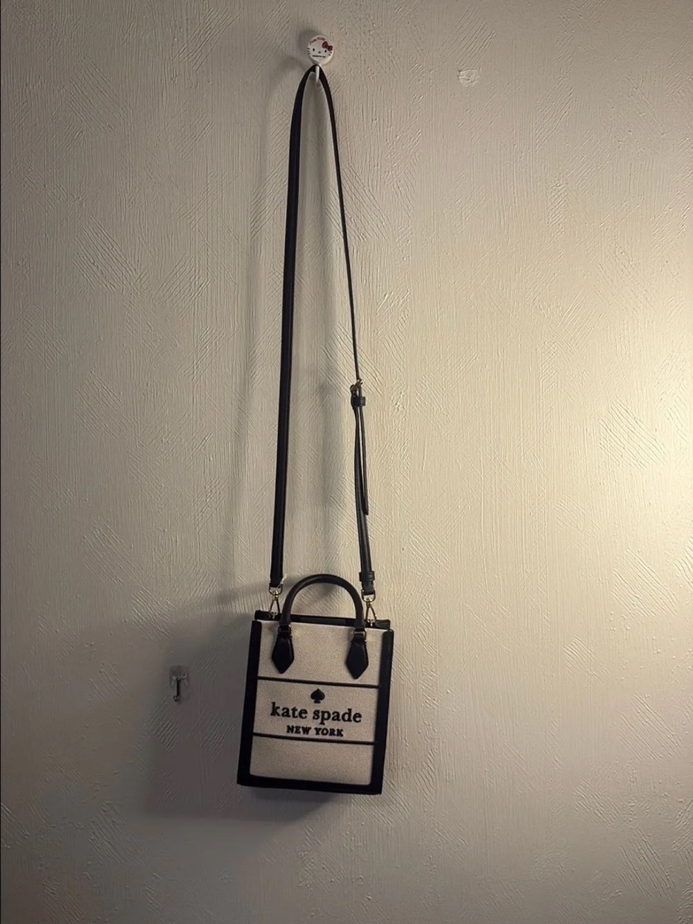 kate spade Black & Cream Ellie Canvas Crossbody Tote